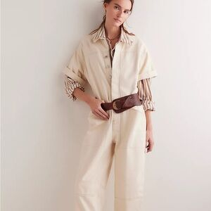 Elegant Cream Jumpsuit (belt not included) 100% Cotton size Small